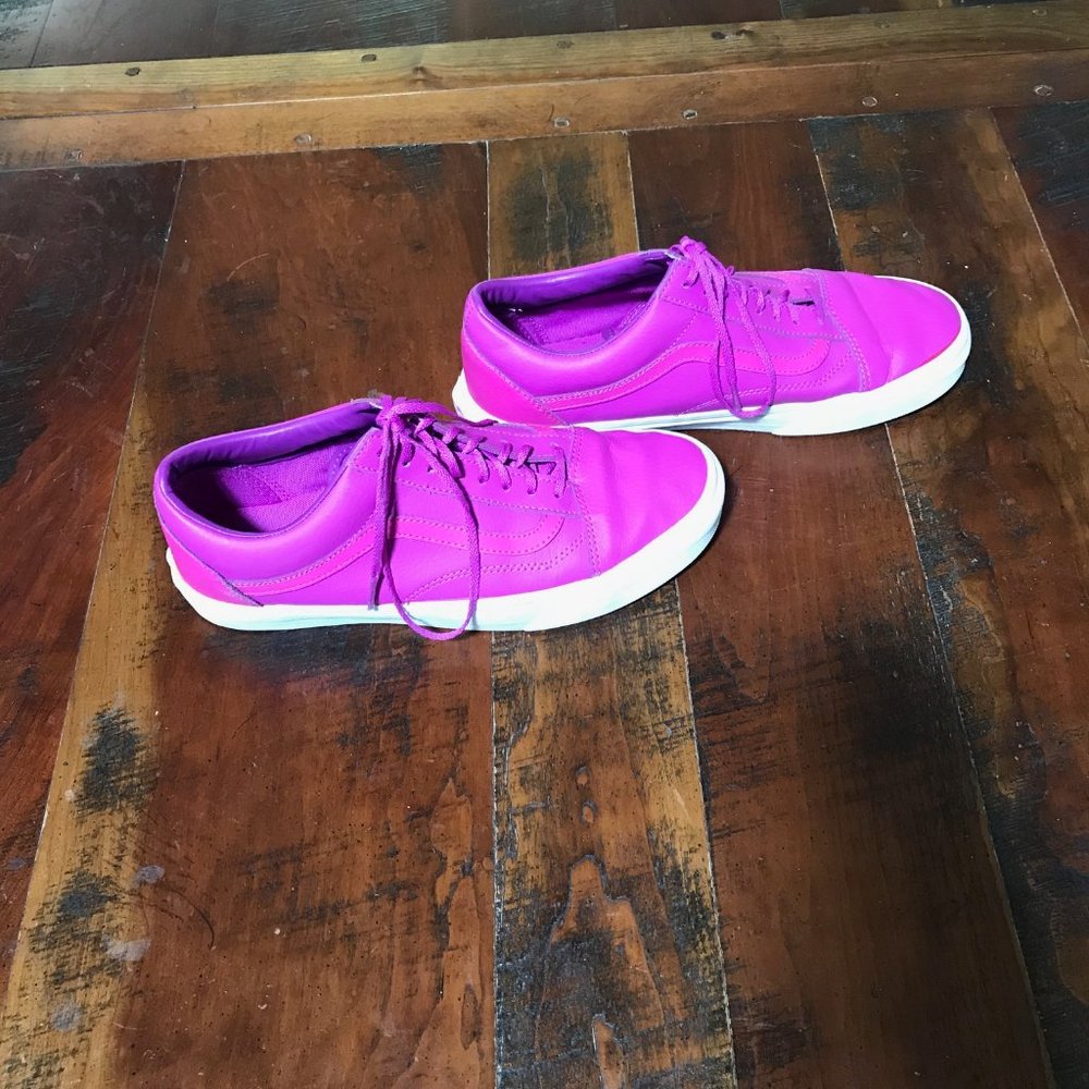 Van's Old Skool Skate Shoes Neon Leather Purple